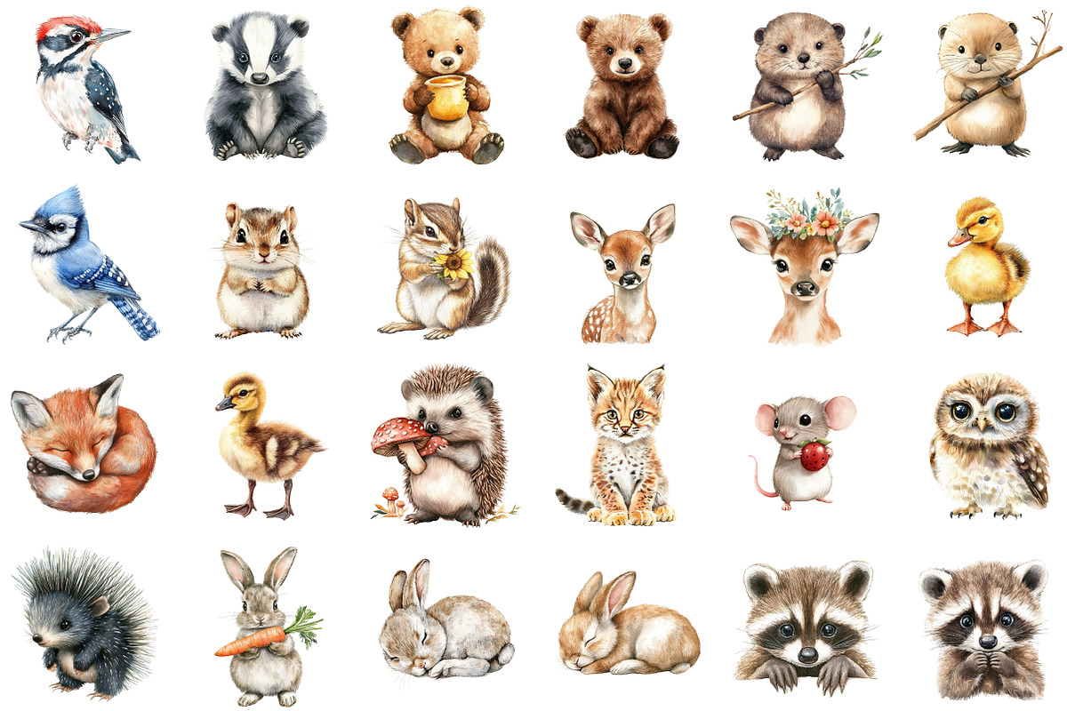 Woodland Clipart, Baby Animals, an Illustration by Sublimation Artist (Photo 2 of 6)