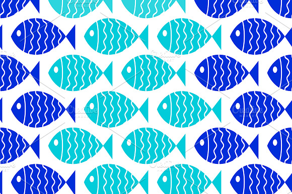 Seamless Nautical Pattern With Fish.