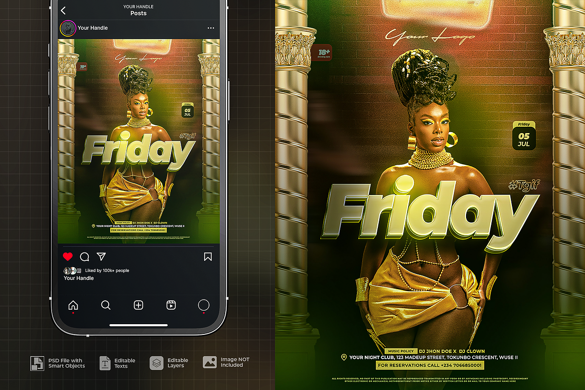 Luxury Girl Friday Night Party flyer, a Flyer Template by SethDesign Studio (Photo 2 of 4)