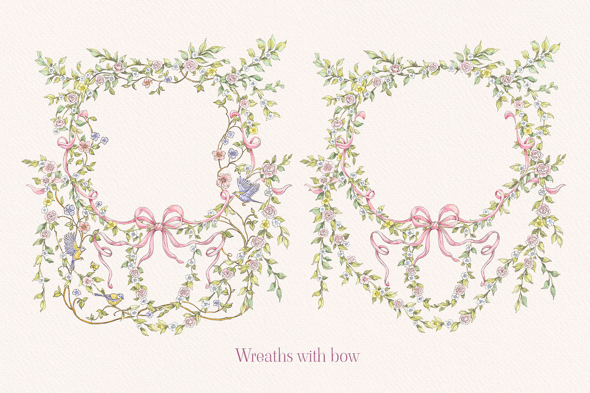 Vintage Garden Png clipart with bows, a Decorative Illustration by Ekaproeka (Photo 4 of 8)