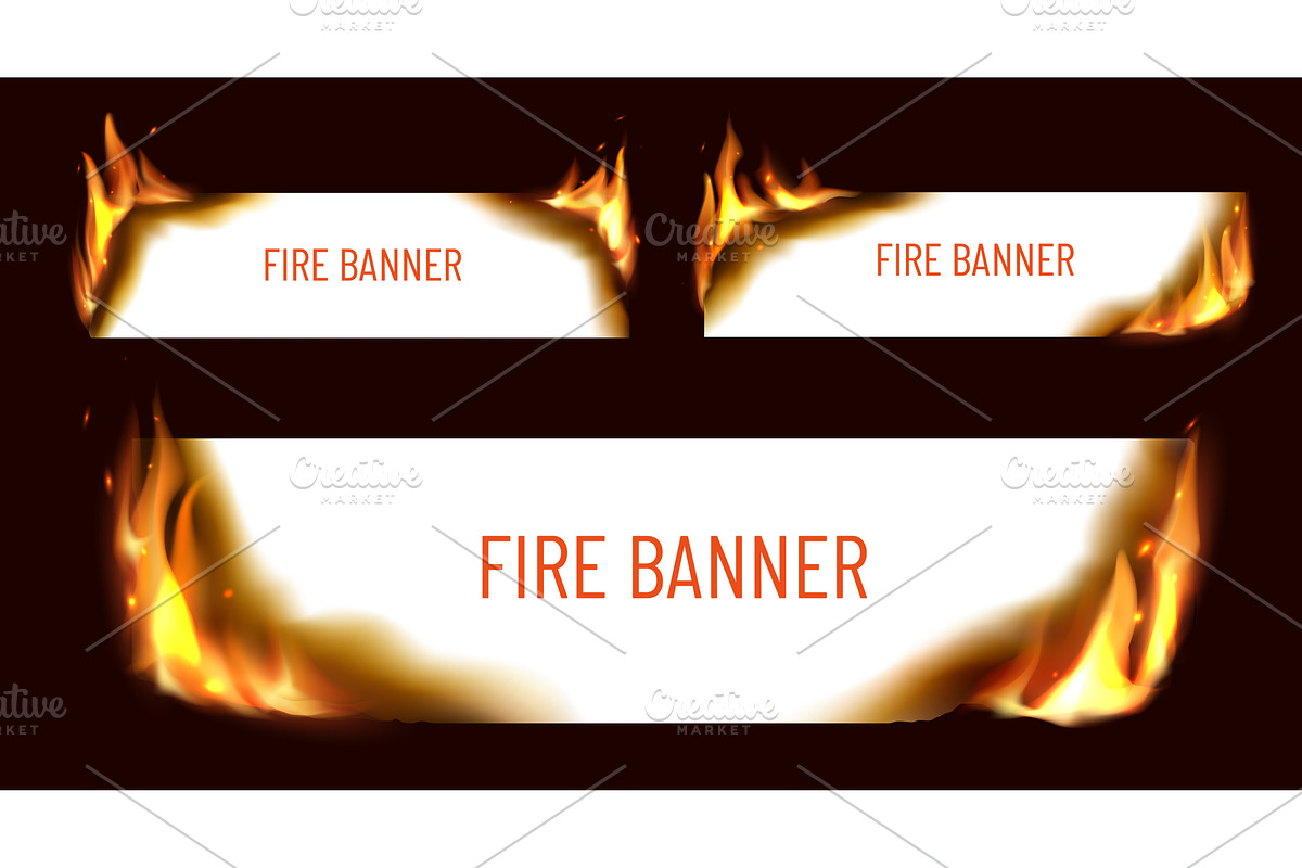 Burning paper banners with fire, a Texture Illustration by Vector Tradition