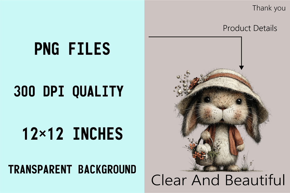 Cute Easter Clipart Bunny Clipart Bu, an Illustration by SVGArt (Photo 3 of 8)