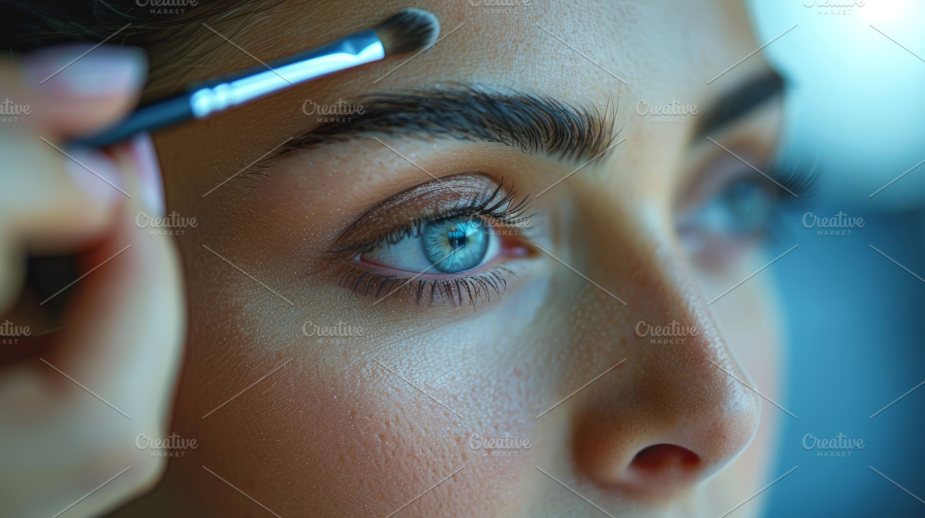 woman paints eyebrows and eyelashes, a Photo by Pictures for you!!!!!!!!!