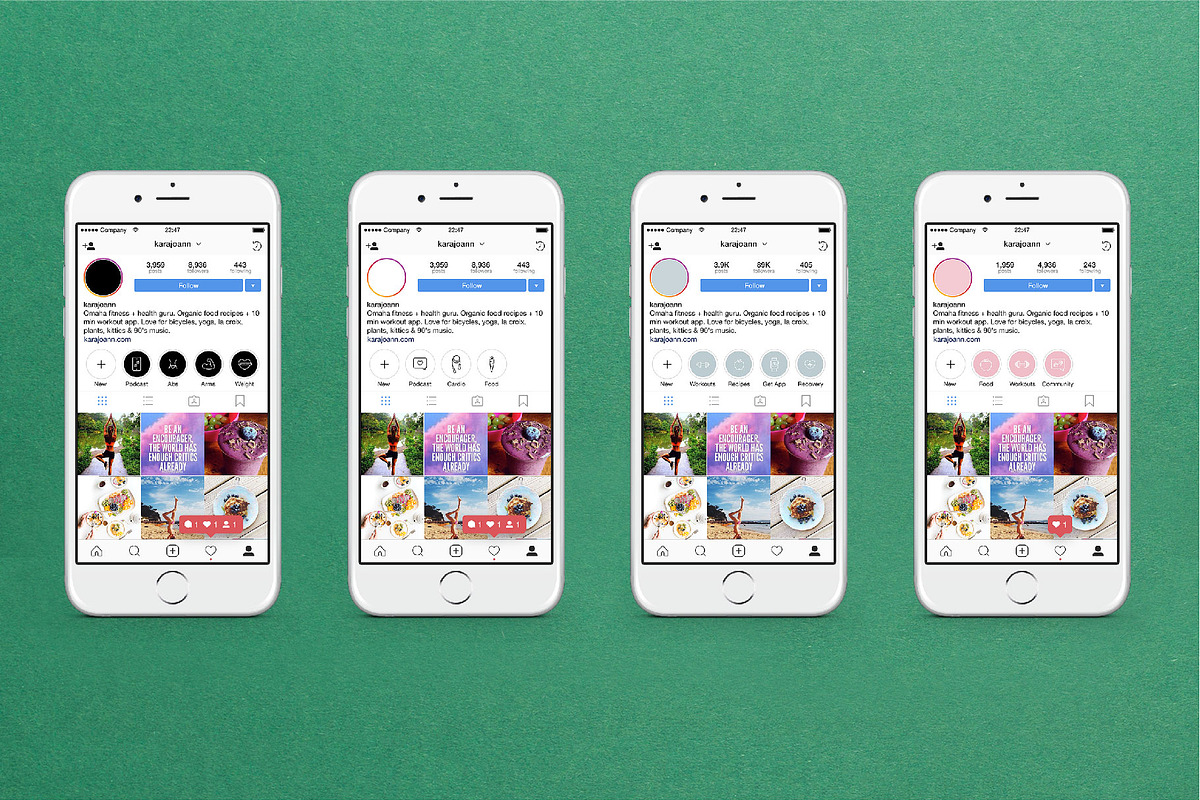 40 Health & Fitness Insta Stories, a Social Media Template by Em & Dash (Photo 3 of 6)