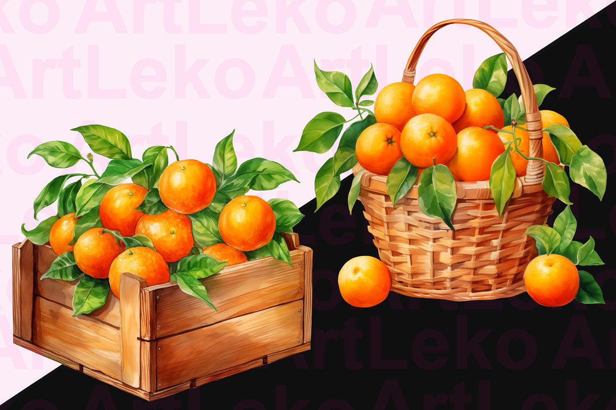 Oranges Watercolor Clipart, a Food Illustration by LekoArt (Photo 7 of 10)