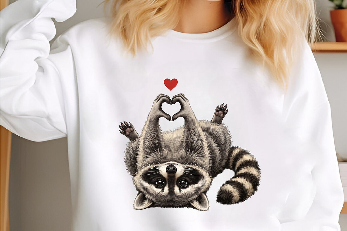 Cute Raccoon Heart Paws Love, a Seasonal Illustration by designcity5 (Photo 2 of 4)