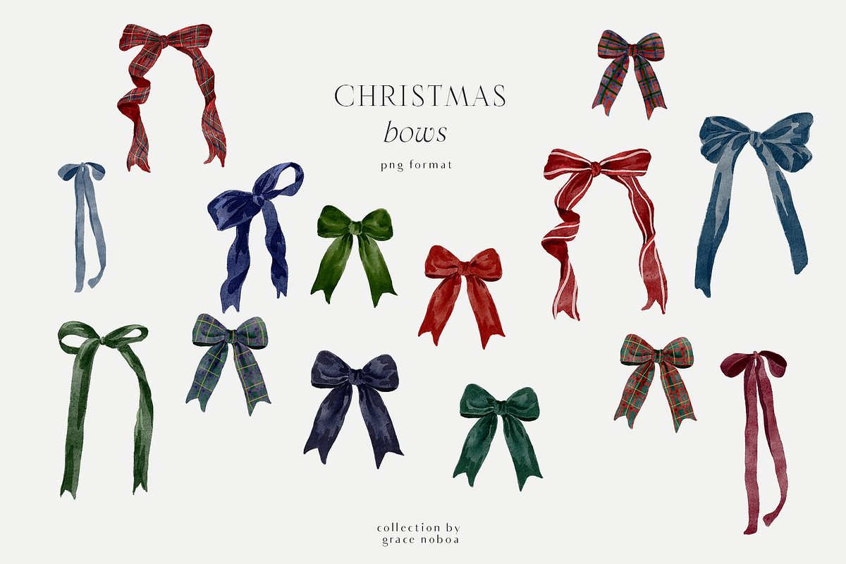 Christmas holiday graphics bows, an Object Graphic by Grace Noboa Illustrations (Photo 12 of 15)