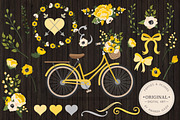 Yellow Romantic Bicycle & Flowers, an Illustration by Amanda Ilkov (Thumbnail 2 of 5)