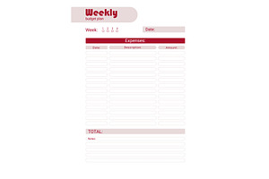 Weekly Personal Monthly Budget