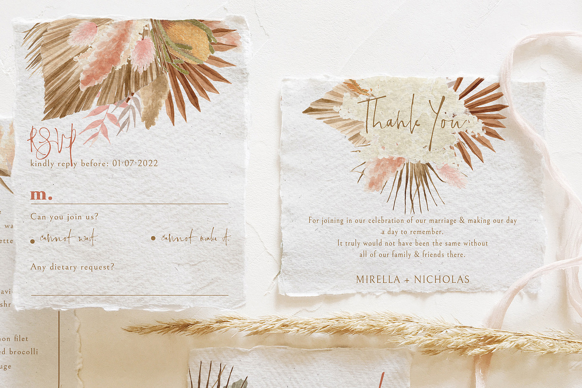 Bohemian Dried Foliage Wedding Suite, an Invitation Template by BlueRobinDesignShop (Photo 5 of 17)