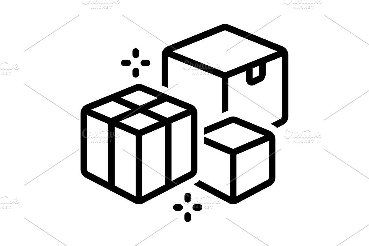 Boxes carton black icon, an Outline Icon by Creative priyanka