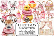 Baby’s 1st Pink Christmas Clipart, an Illustration by Libby Wishes (Thumbnail 1 of 6)