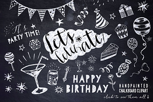 Chalkboard Party Clipart Bundle