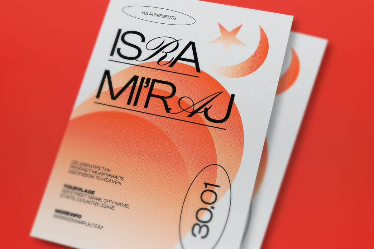 Orange Isra Mi'raj Flyer Set, a Flyer Template by graphicook (Photo 2 of 3)