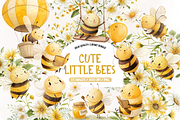 Cute Little Bees Watercolor Clipart, an Illustration by TatiMockup (Thumbnail 1 of 5)