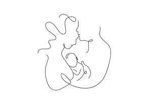 Drawing line art flat doodle family, an Object Graphic by HappyStories