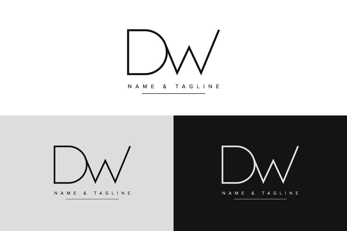 Initial letters monogram logo DW, a Branding & Logo Template by Aleesher