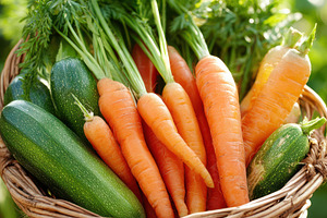 Fresh vegetable basket in garden, a Food & Drink Photo by AlyaAnd