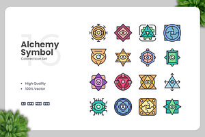 Alchemy Symbol Colored Icons, an Icon by Upnowgraphic