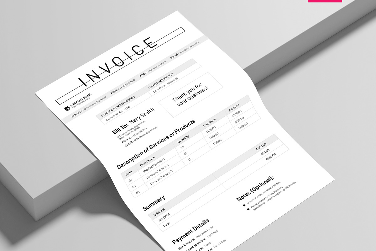 Invoice Template Layout, a Stationery Template by ContestDesign (Photo 2 of 3)