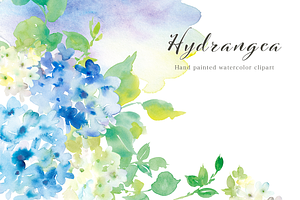 Hydrangea Watercolor Clipart Set