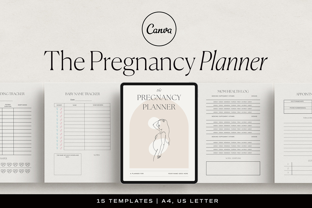 Pregnancy Planner Canva Template, a Presentation Template by HelloKarla (Photo 1 of 7)