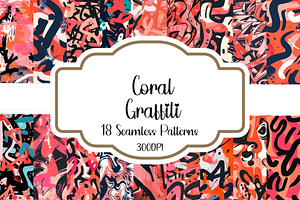 Coral Graffiti Seamless Patterns