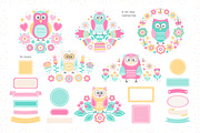 Owls And Flowers. Vector Clip Art., an Illustration by Fairy dreams (Thumbnail 3 of 10)