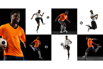 Collage with dynamic portraits of