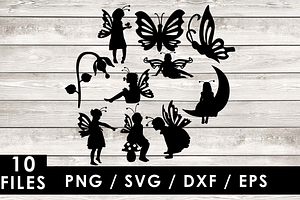 Fairy Butterflies Silhouettes SVG