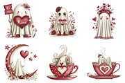 Valentine Ghost Clipart, an Illustration by DreamArtGraphic (Thumbnail 5 of 5)