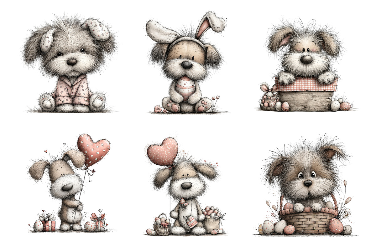 Whimsical easter dog clipart, an Illustration by SinaCreation (Photo 5 of 11)
