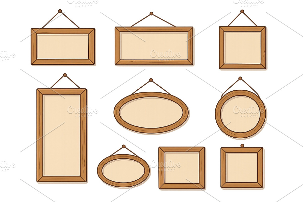 Collection of empty wooden picture, an Object Illustration by ZinetroN