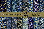 Blue and Gold Leopard Digital Paper, an Illustration by Daily.Designs (Thumbnail 1 of 5)