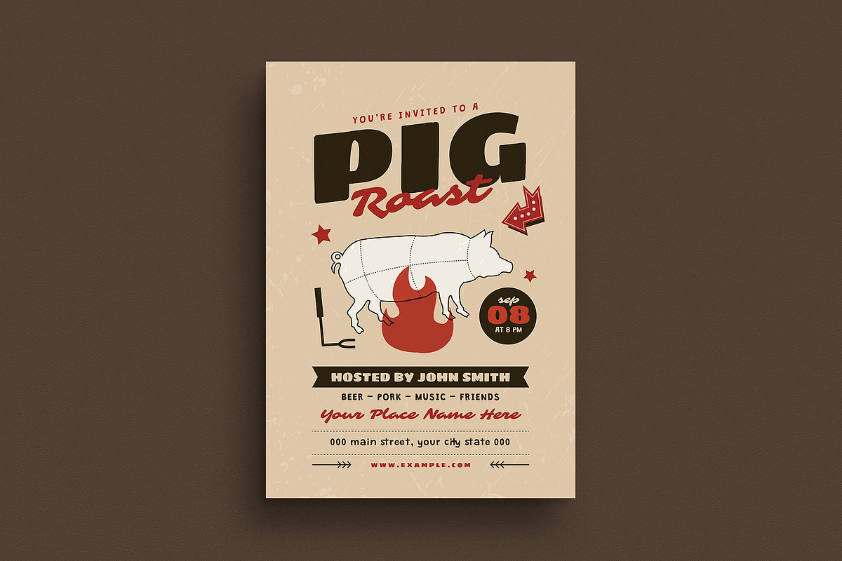 Pig Roast Event Flyer, a Flyer Template by Guuver