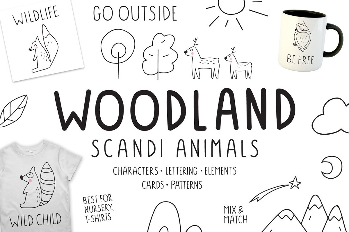 Cute kids Bundle, an Animal Illustration by cutelevindesign (Photo 2 of 13)