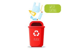 Zero waste concept. Plastic garbage, an Object Illustration by Elen_Art