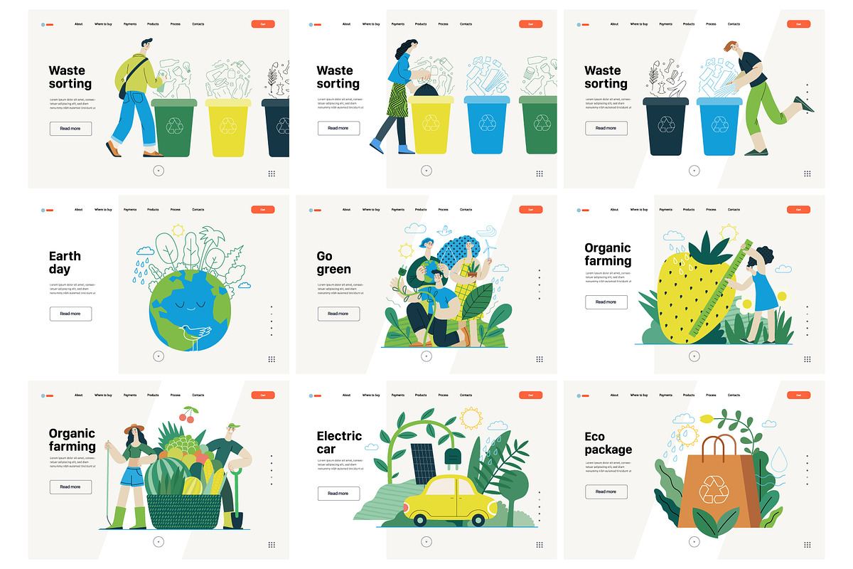 Ecology flat vector illustrations, a Templates & Theme by Grivina's shop (Photo 20 of 31)