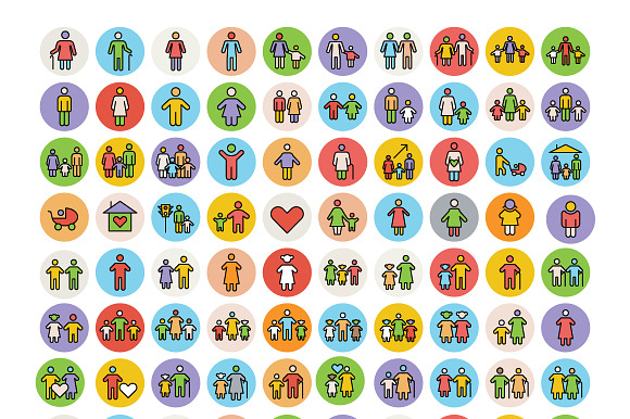 100 Family Icons Set