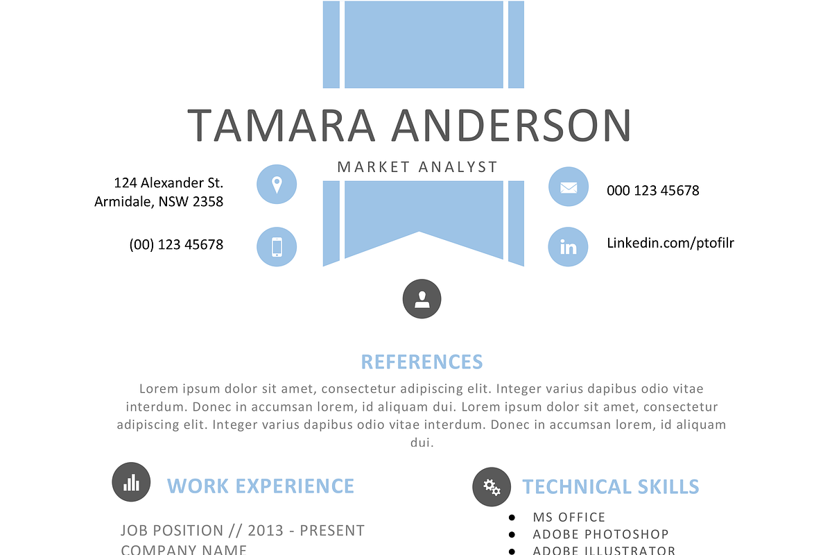 Blue ribbon resume for Word, a Resume Template by Inkpower