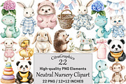 Watercolor Neutral Nursery Clipart, a Seasonal Illustration by CitraGraphics (Thumbnail 1 of 4)