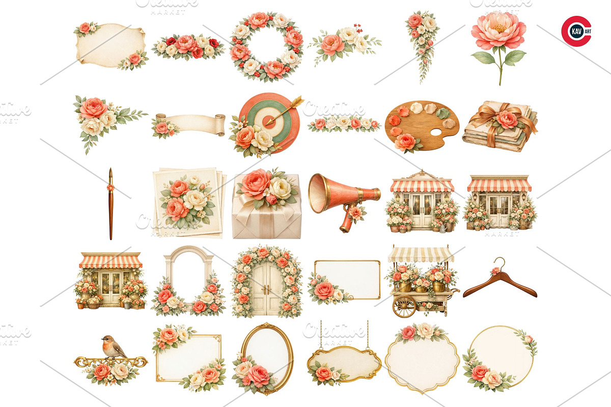 Vintage Botanical Floral Frames, an Object Graphic by C-Kav (Photo 14 of 14)