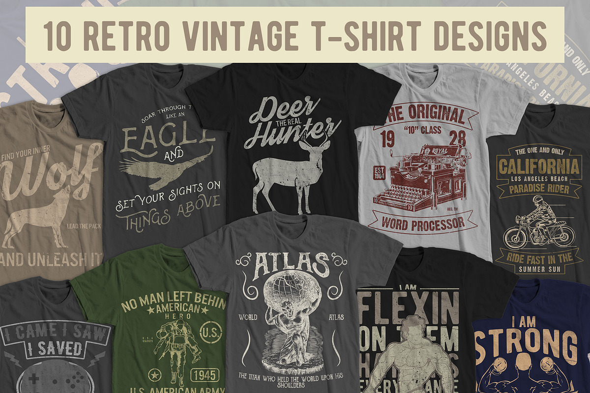10 Retro Vintage T-Shirt Designs, a Graphic by CJR Designs (Photo 1 of 11)