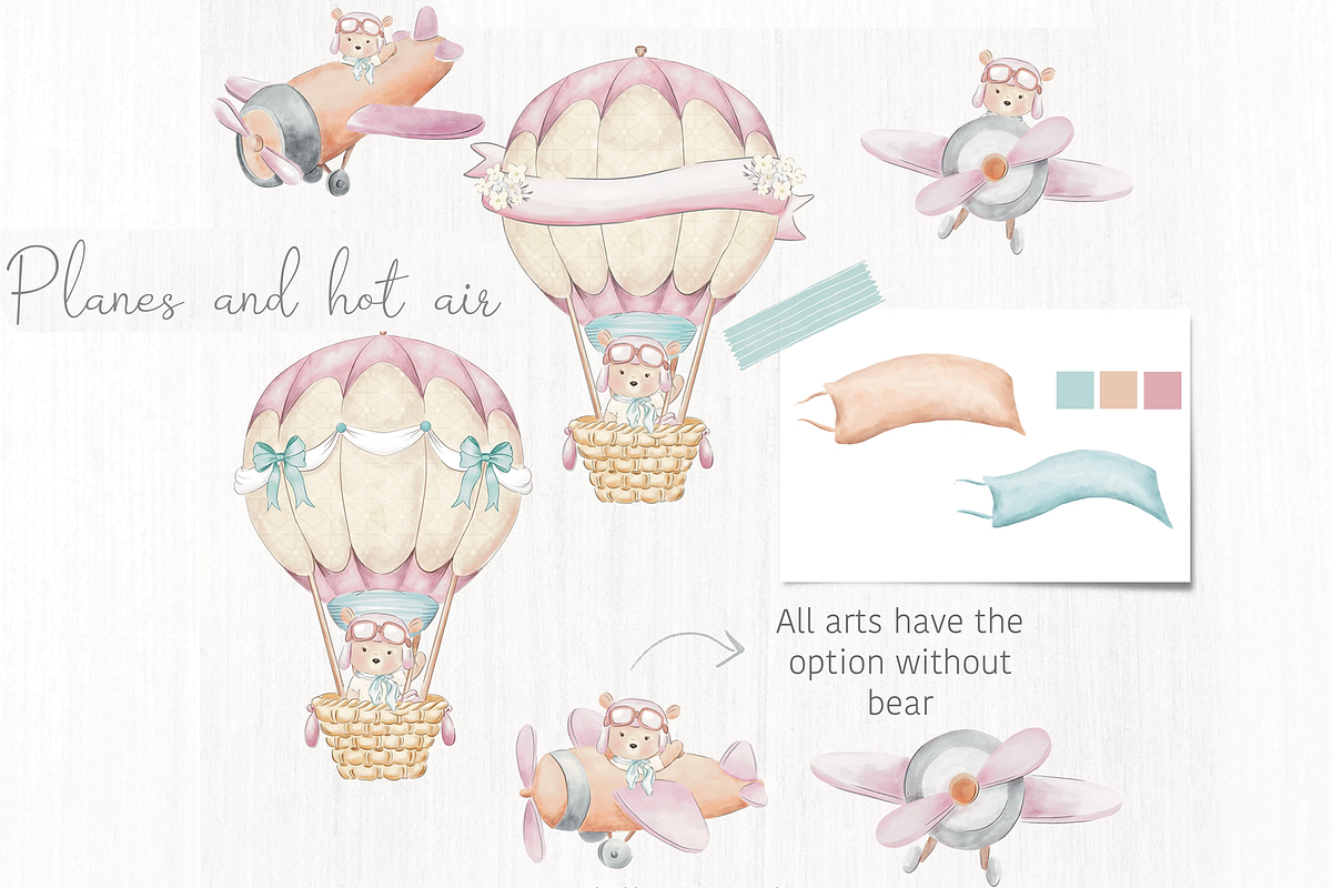 Time flies Pink - Aviator bear, an Illustration by Lolytop Studio (Photo 2 of 7)