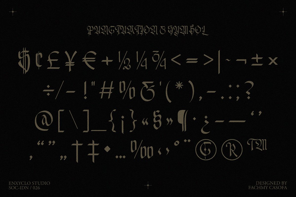 Emxage Aldsyb — Blackletter Font, a Blackletter Font by Enxyclo Studio (Photo 16 of 18)