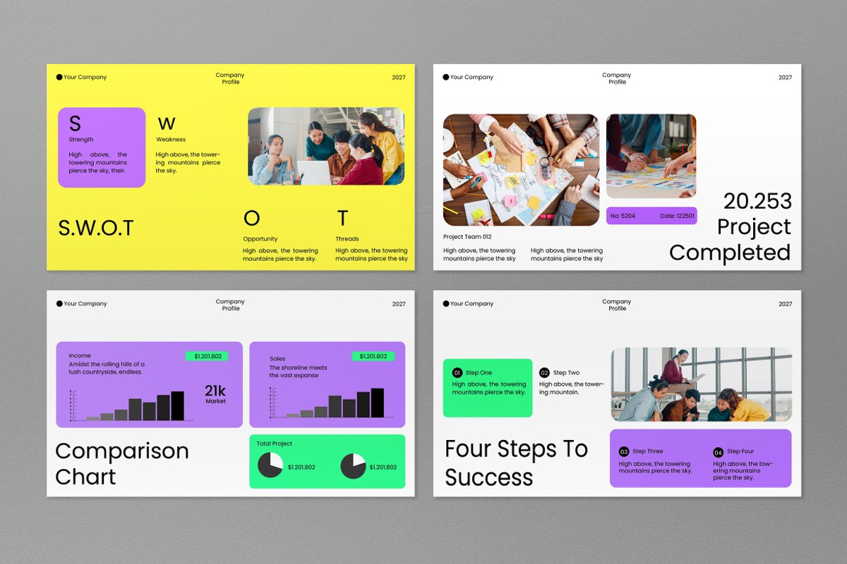 Green Company Profiles Google Slide, a Presentation Template by graphicook (Photo 4 of 5)