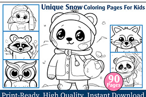 Unique Snow Coloring Pages For Kids, an Animal Illustration by maggiesar