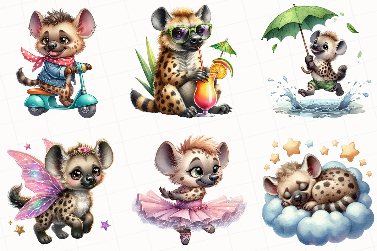 Cute Hyena Sublimation Clipart, an Illustration by OK Design (Photo 5 of 5)
