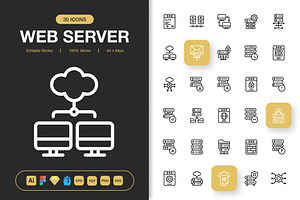 Web Server Icons, an Outline Icon by Spacepixel Creative