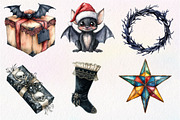 Watercolor Gothic Christmas Clipart, an Illustration by Dream Creation (Thumbnail 2 of 7)